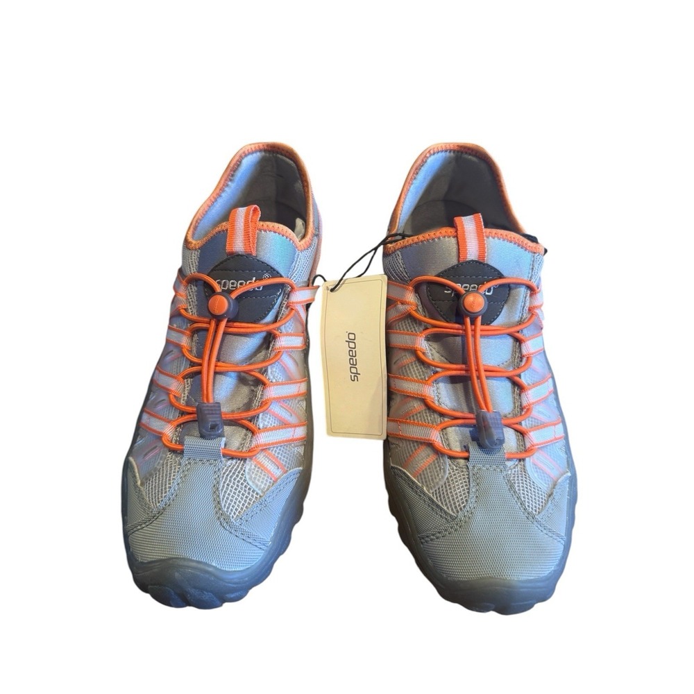NWT Men's Speedo Seaside Water Activity Shoes Size 10 Gray Orange Toggle Laces